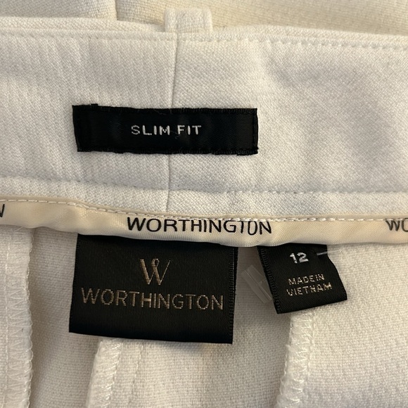 Worthington Off White Slim Fit Career Business Straight Leg Pants Size 12 - Picture 8 of 9
